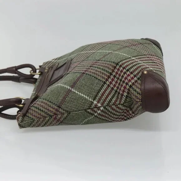 BURBERRY Nova Check Tote Bag Wool Green Gold